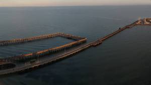 brighton pier sunset shot aereal