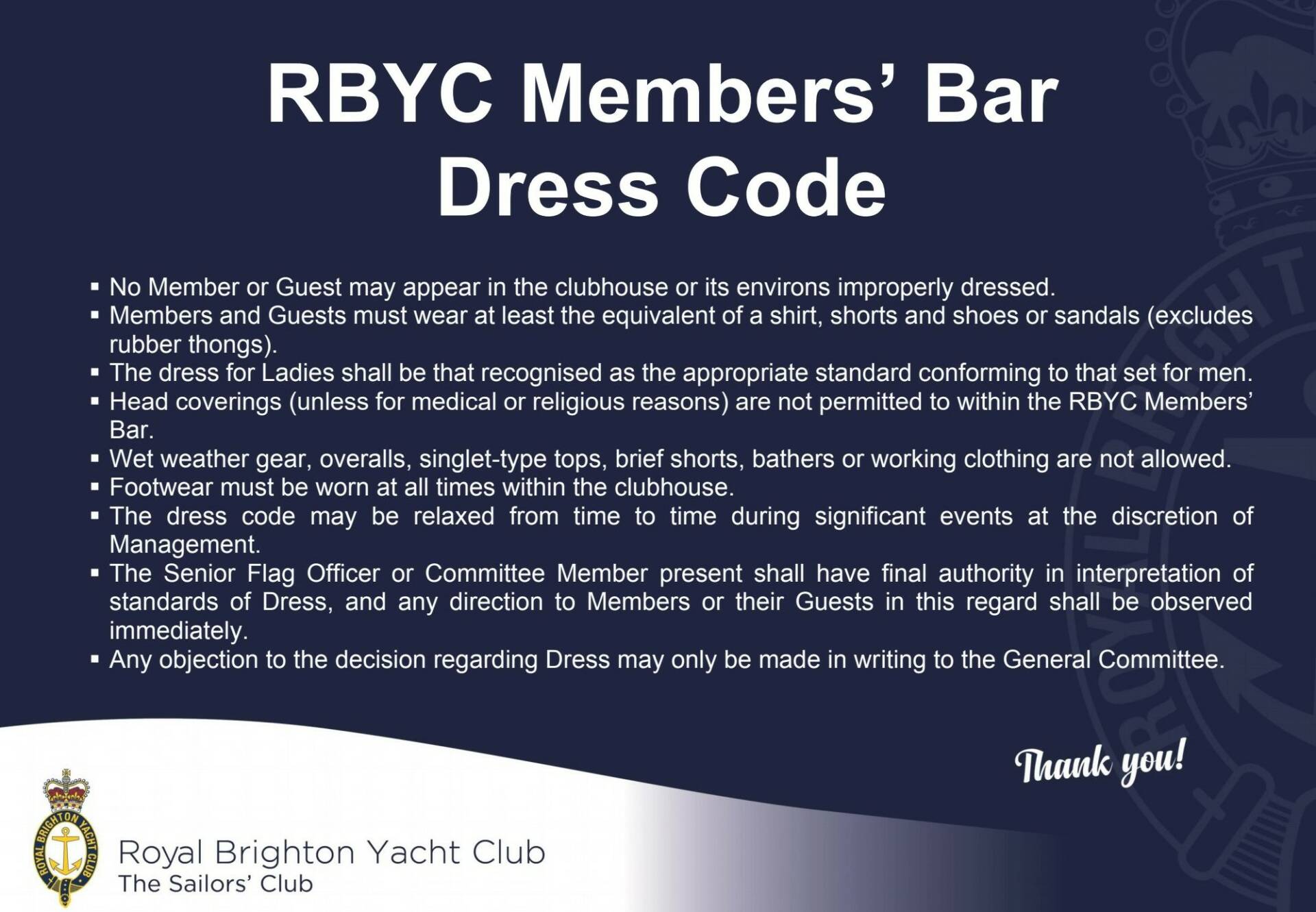 Members' bar dress code