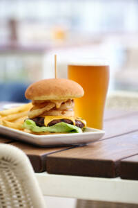 Burger and beer at Royal Brighton Yacht Club